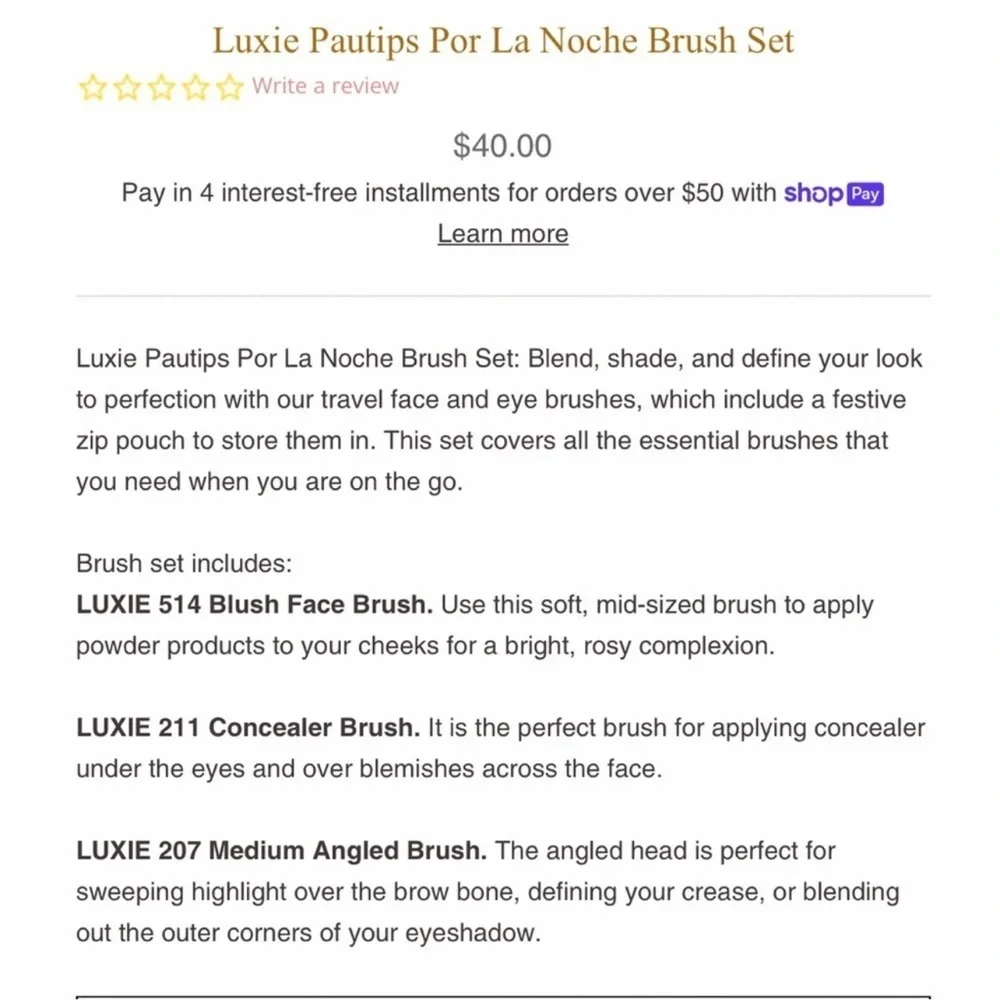 NWT Luxie x Pautips Por La Noche Brush Set
